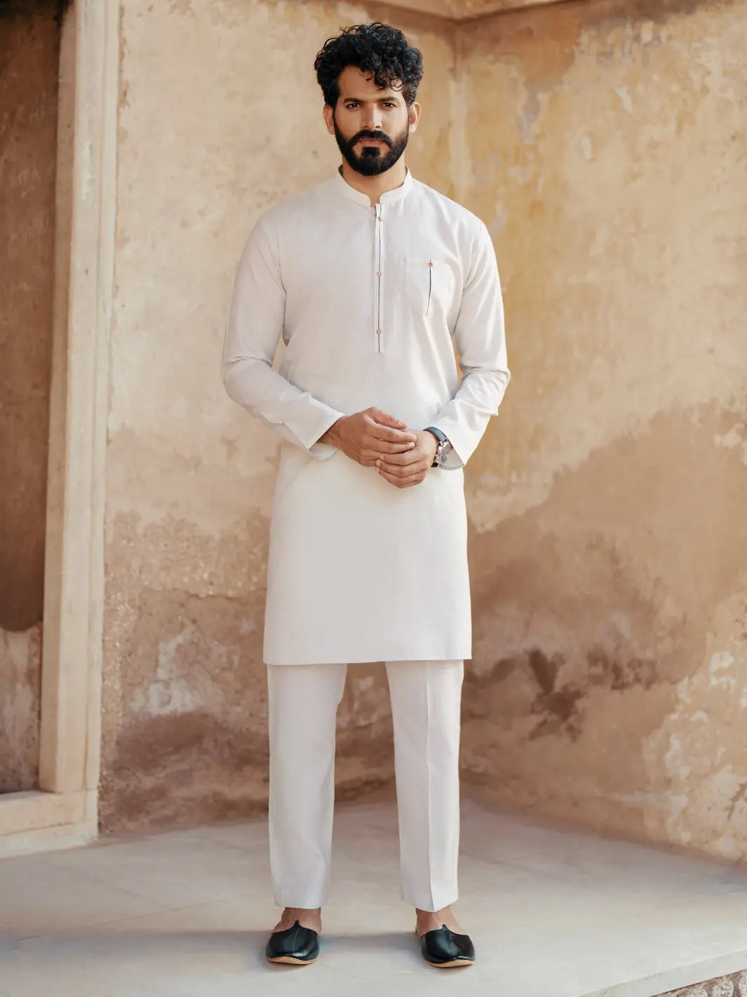 Light Blue Blended Kurta Trouser - Al-Kt-3065 1