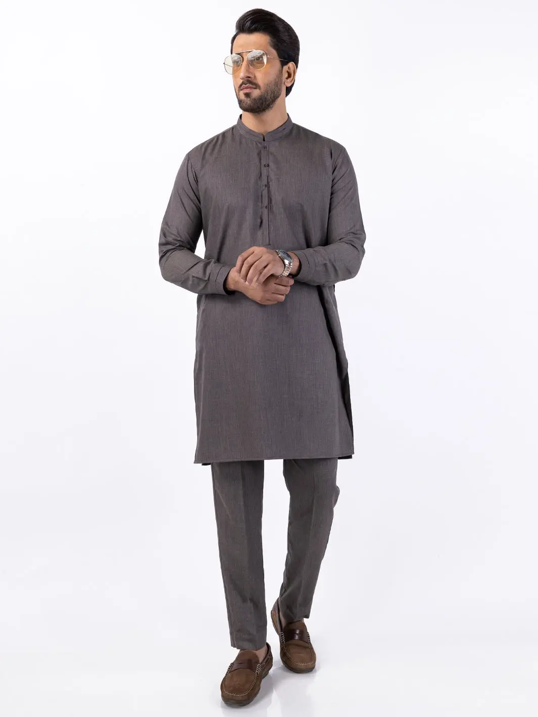 Brown Blended Kurta Trouser - Al-Kt-3078 1