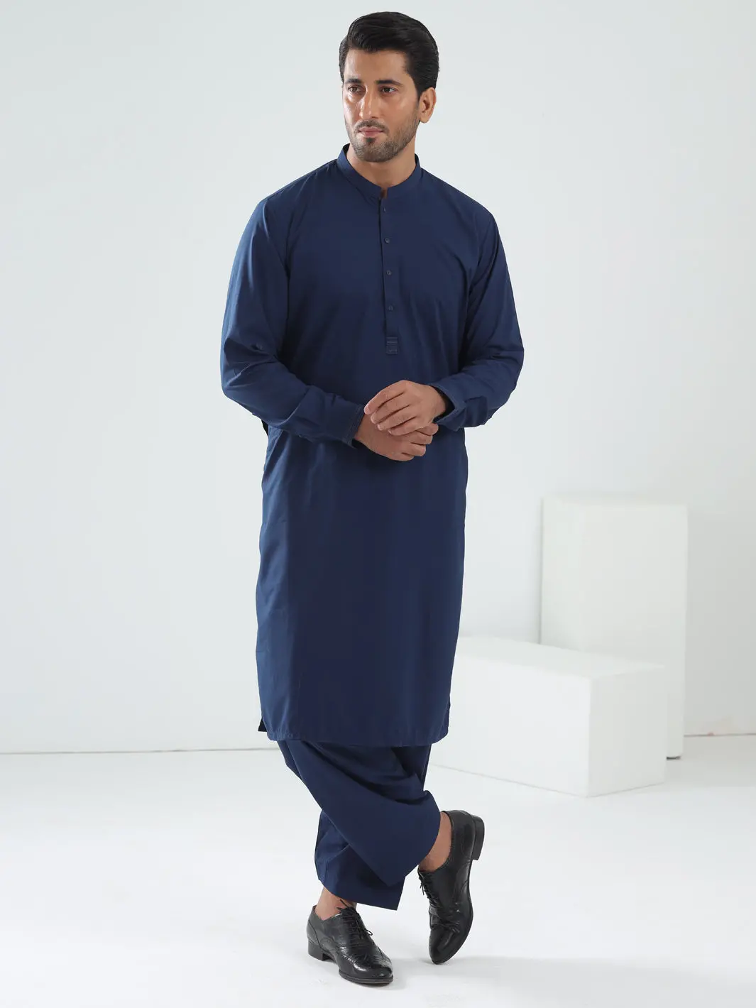 Blue Blended Kameez Shalwar - Al-Ks-3075B 1