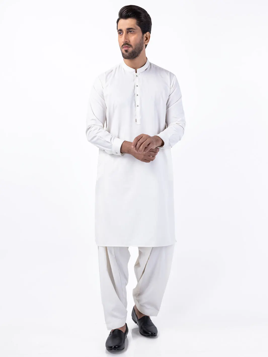 Off White Blended Kameez Shalwar - Al-Ks-3076 1