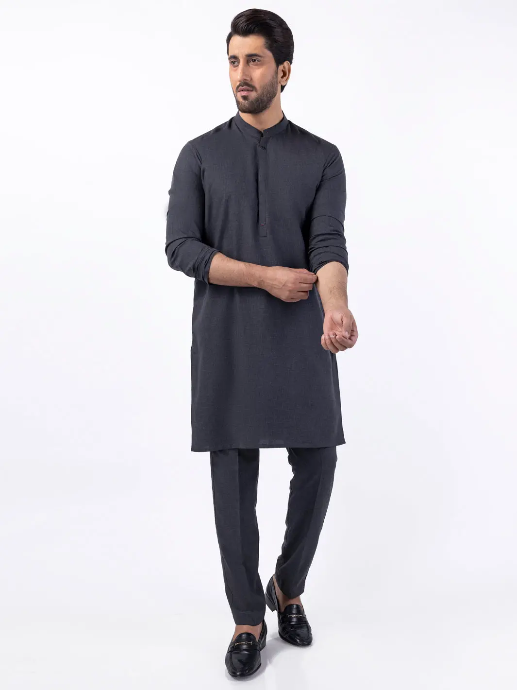 Charcoal Blended Kurta Trouser - Al-Kt-3081 1