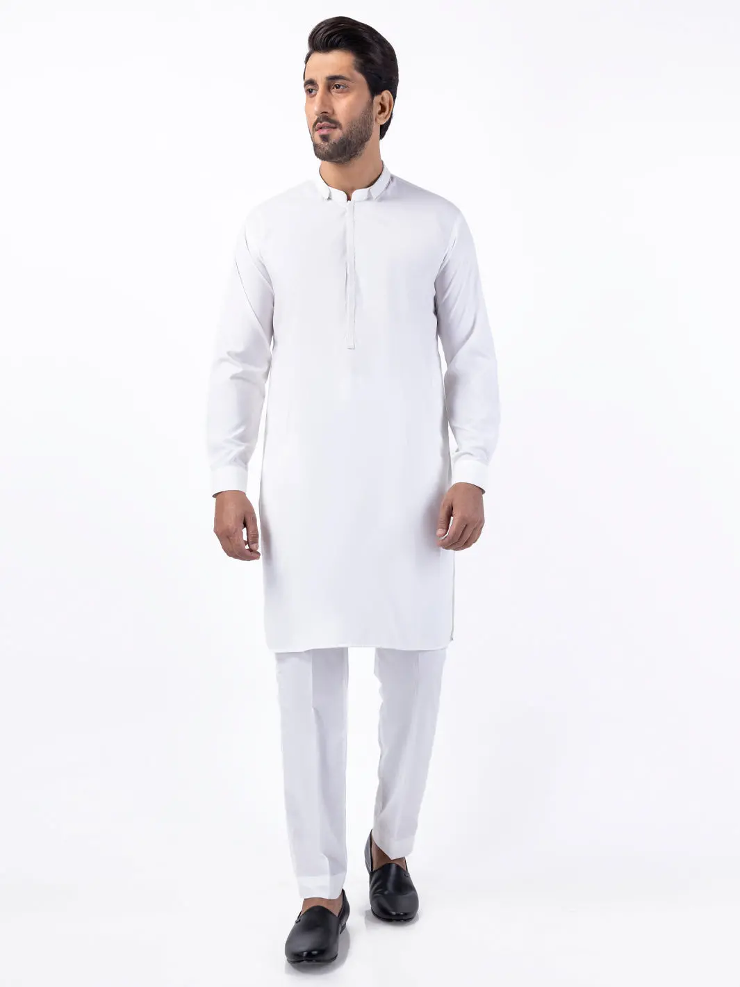 White Blended Kurta Trouser - Al-Kt-3082 1