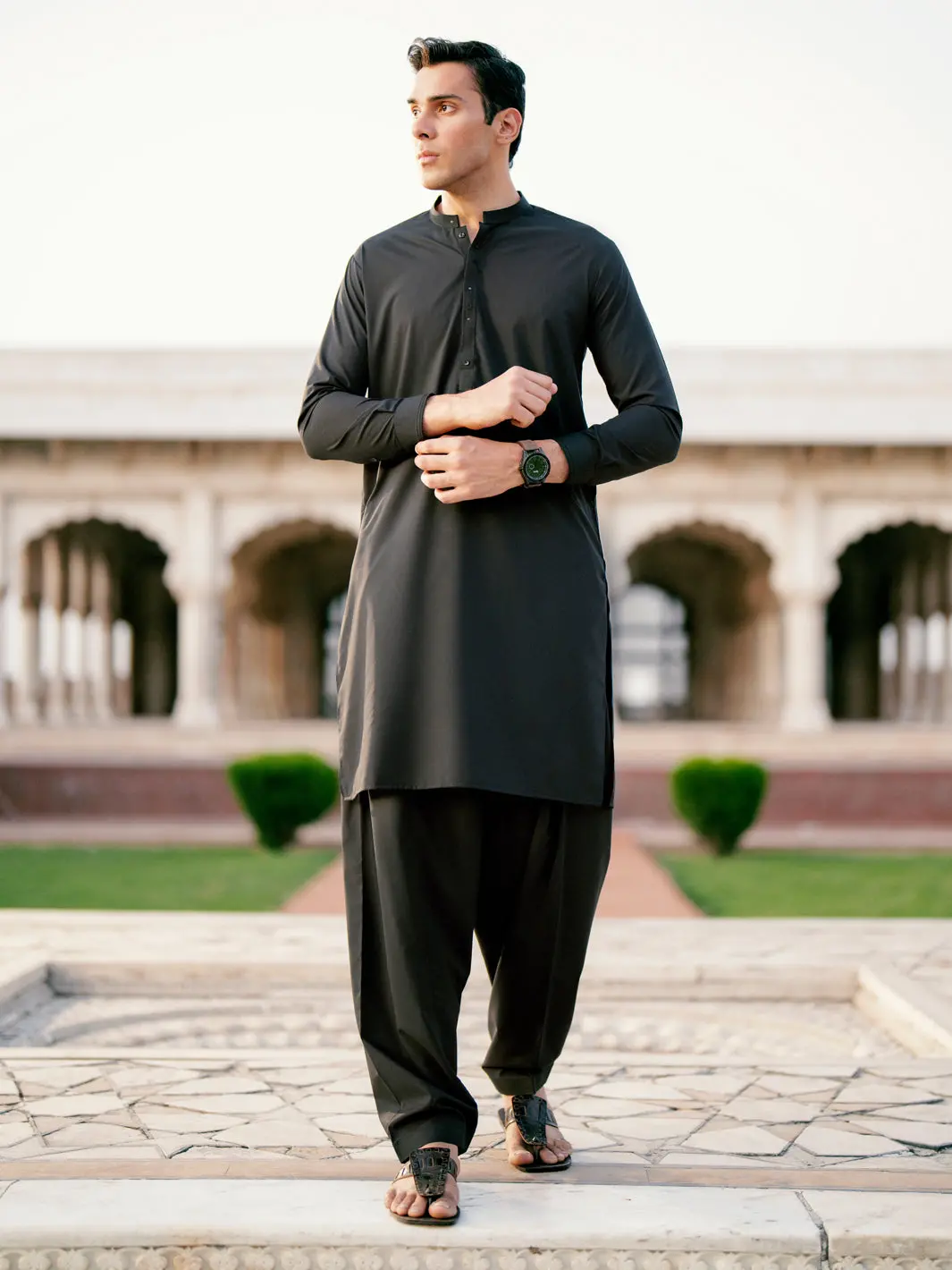 Black Blended Kameez Shalwar - Al-Ks-3083 1