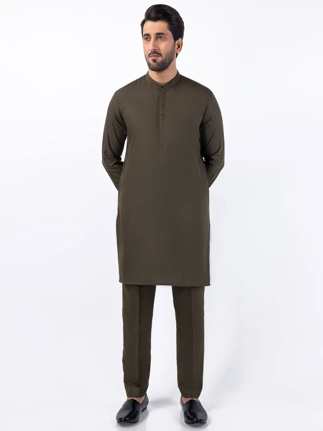 Olive Blended Kurta Trouser - Al-Kt-3085 1