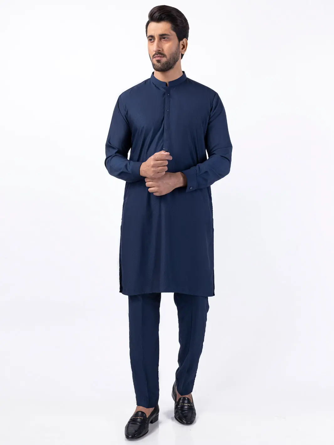 Navy Blue Blended Kurta Trouser - Al-Kt-3086 1