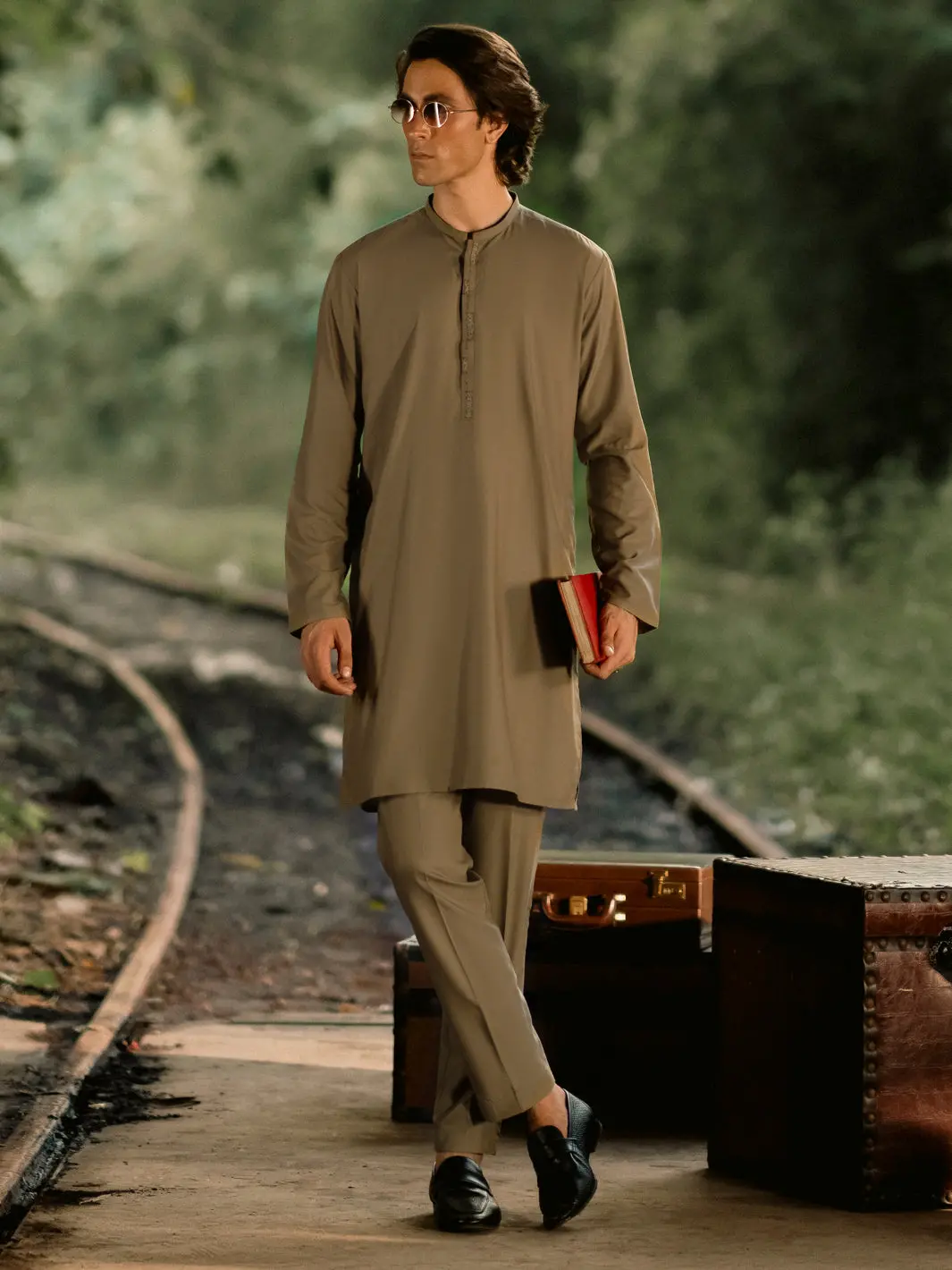 Olive Blended Kurta Trouser - Al-Kt-3089 1
