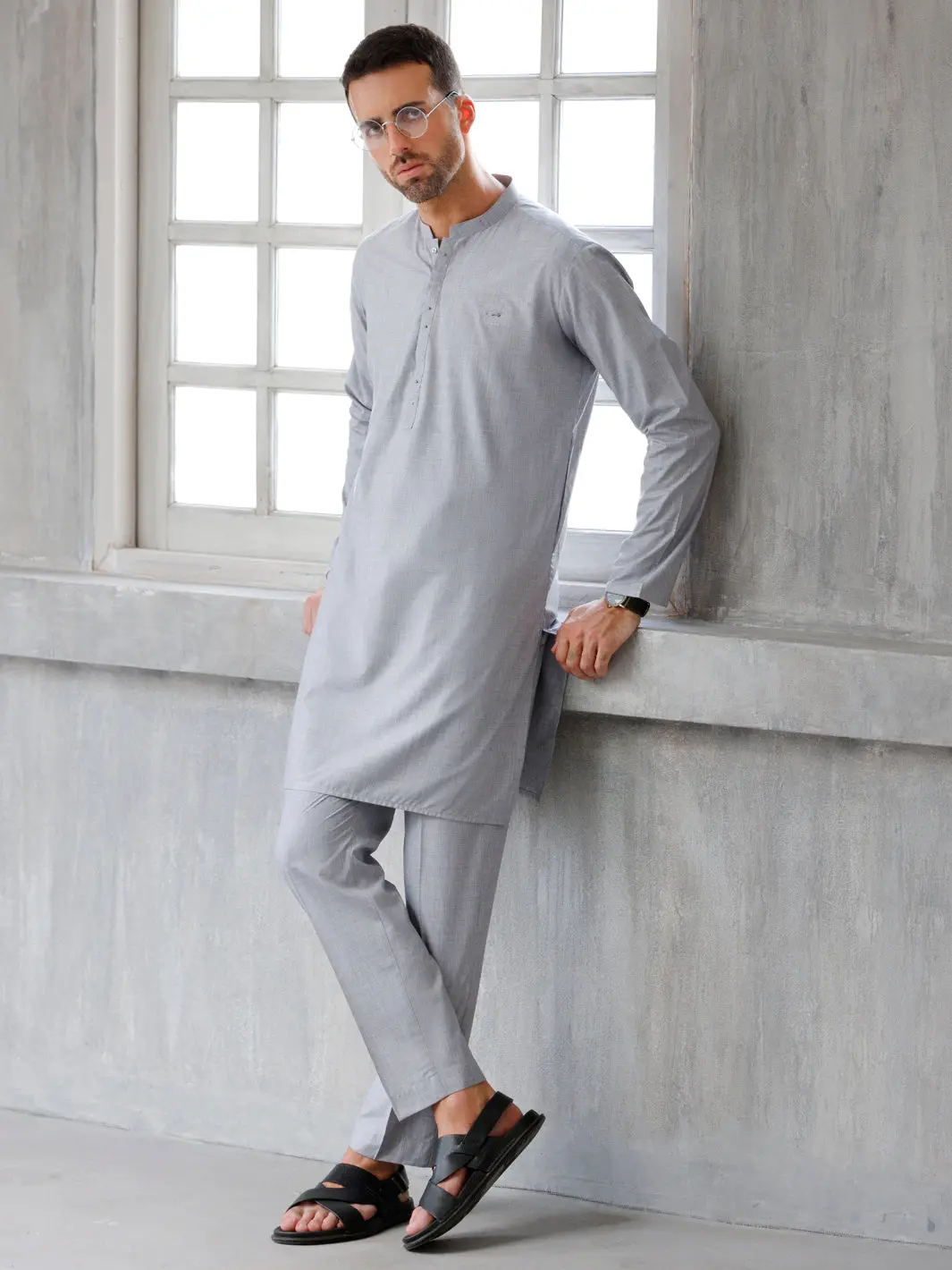Ash Grey Blended Kurta Trouser - Al-Kt-3100 1