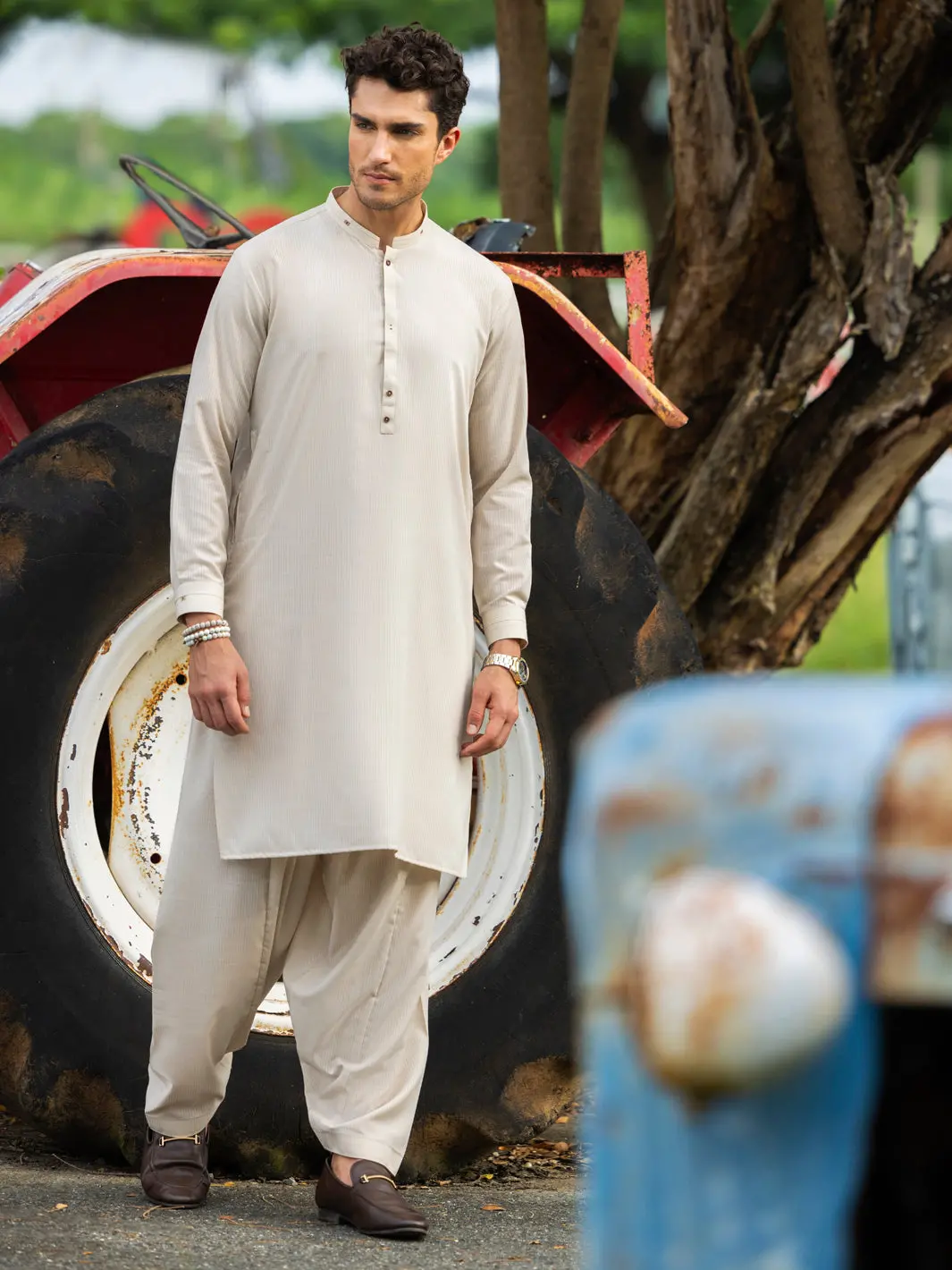 Fawn Blended Kameez Shalwar - Al-Ks-3102 1