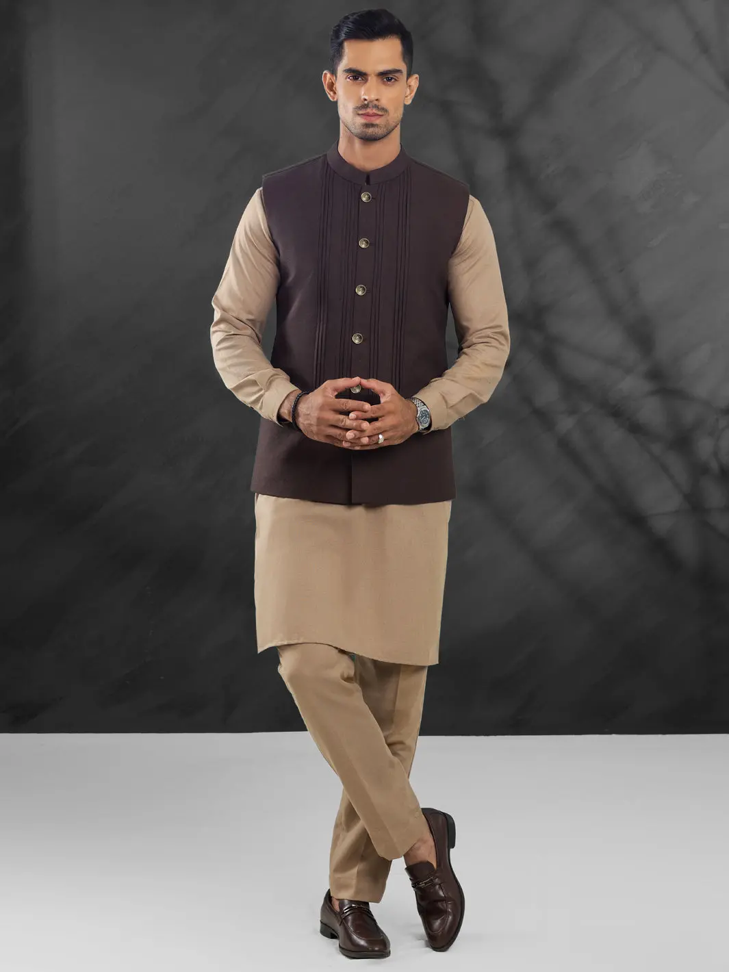 Dark Brown Blended Waistcoat - Al-Wc-560 1