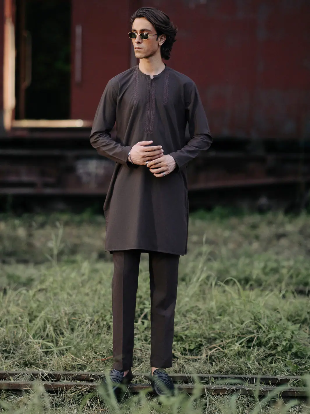 Brown Blended Kurta Trouser - Al-Kt-3115 1