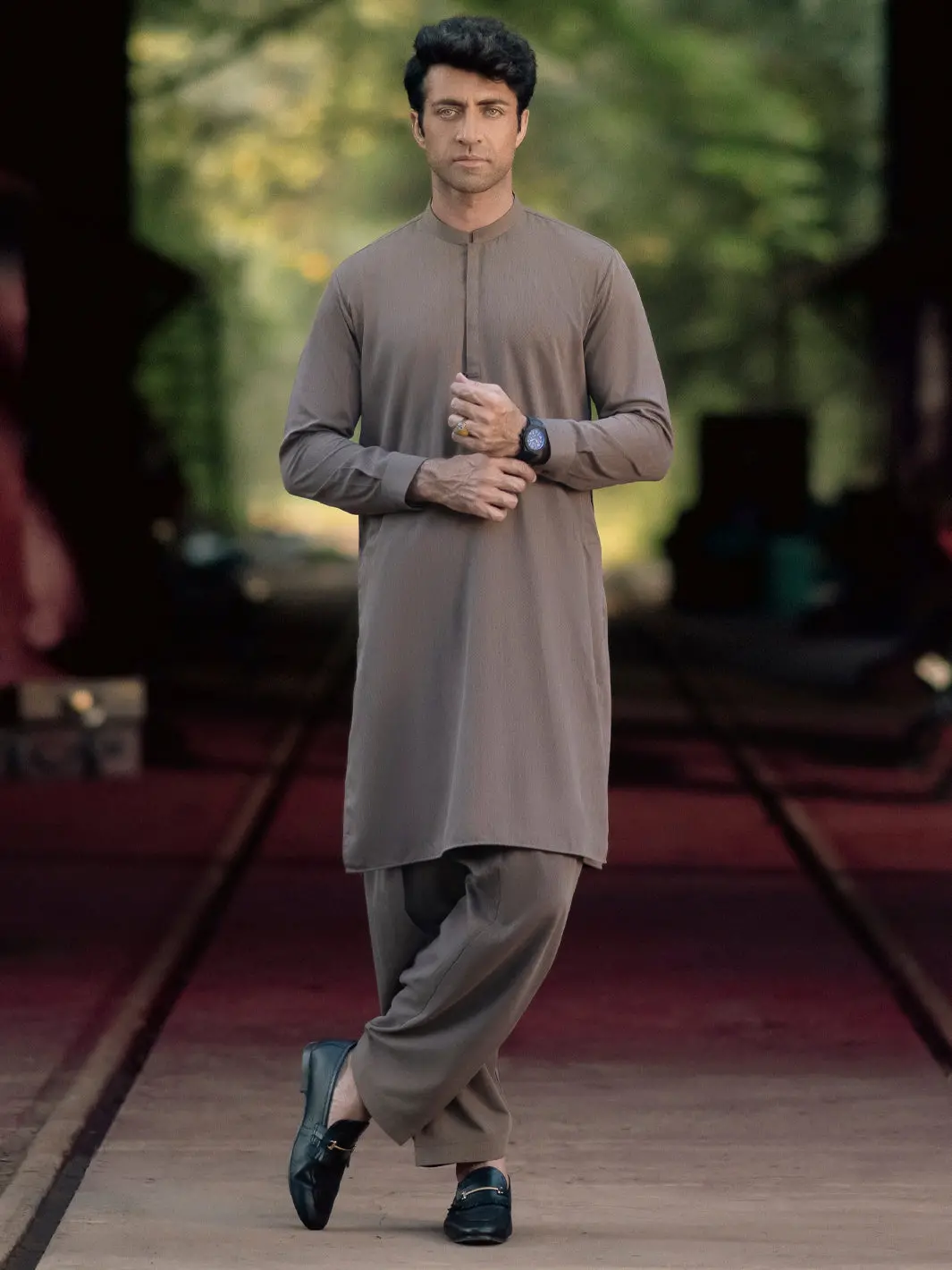 Brown Blended Kameez Shalwar - Al-Ks-3117 1