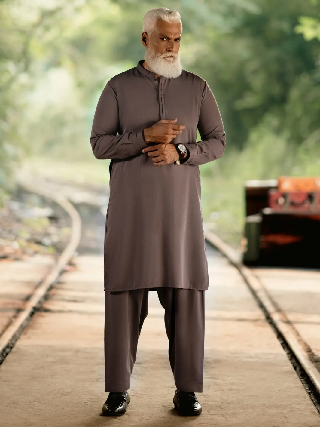 Dull Purple Blended Kameez Shalwar - Al-Ks-3118 1
