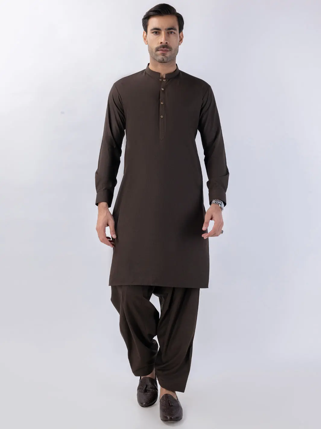 Brown Blended Kameez Shalwar - Al-Ks-3123 1