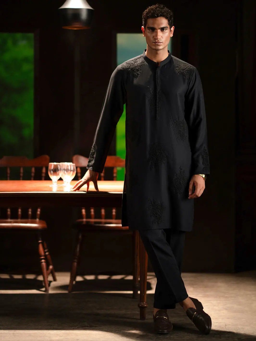 Black Blended Kurta Trouser - Al-Kt-3126C 1