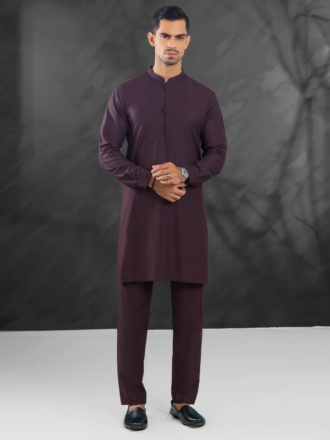 Maroon Blended Kurta Trouser - Al-Kt-3129 1