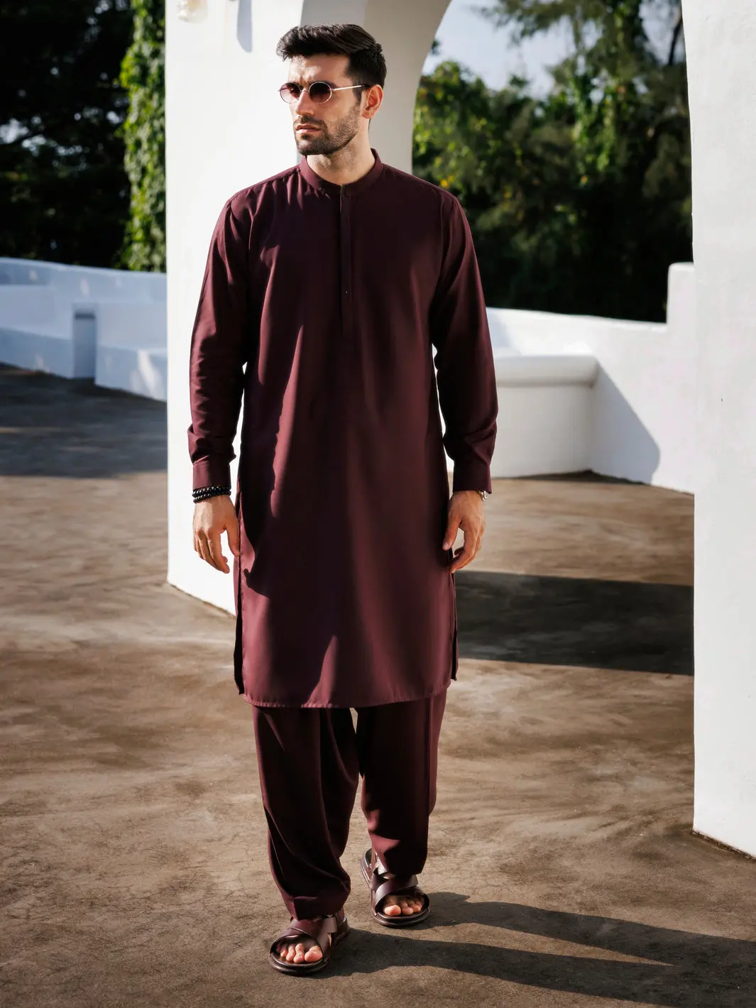 Maroon Blended Kameez Shalwar - Al-Ks-3134 1