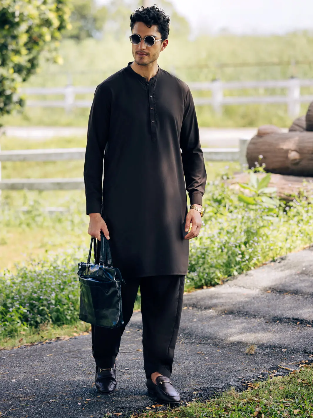Brown Blended Kameez Shalwar - Al-Ks-3136 1