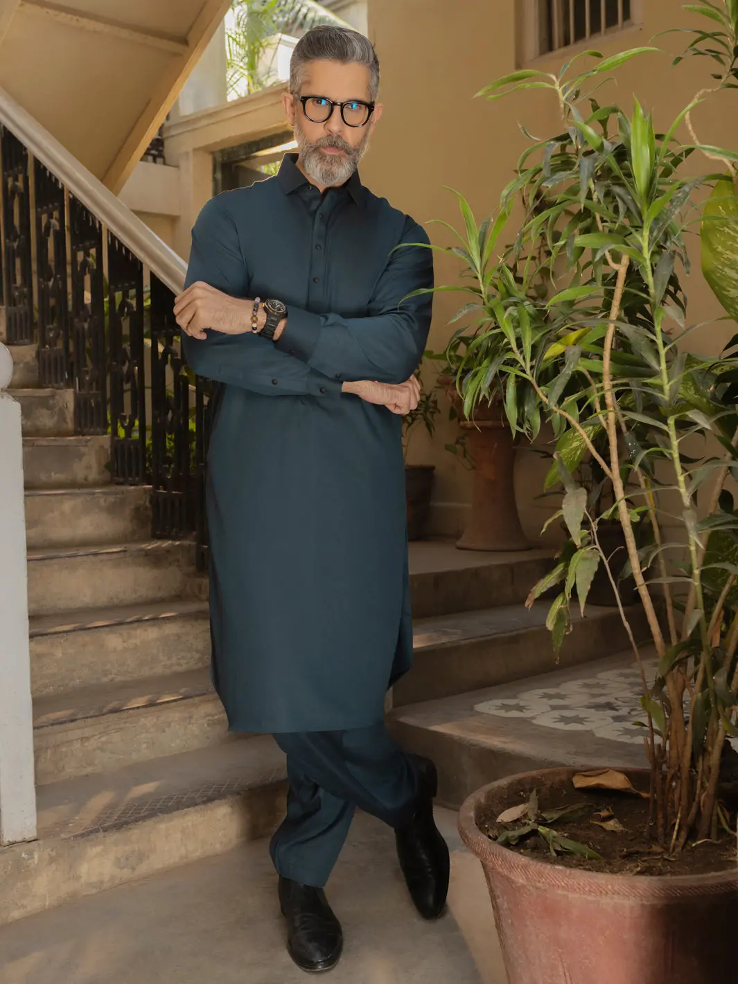 Teal Blended Kameez Shalwar - Alwa-Ks-492 1