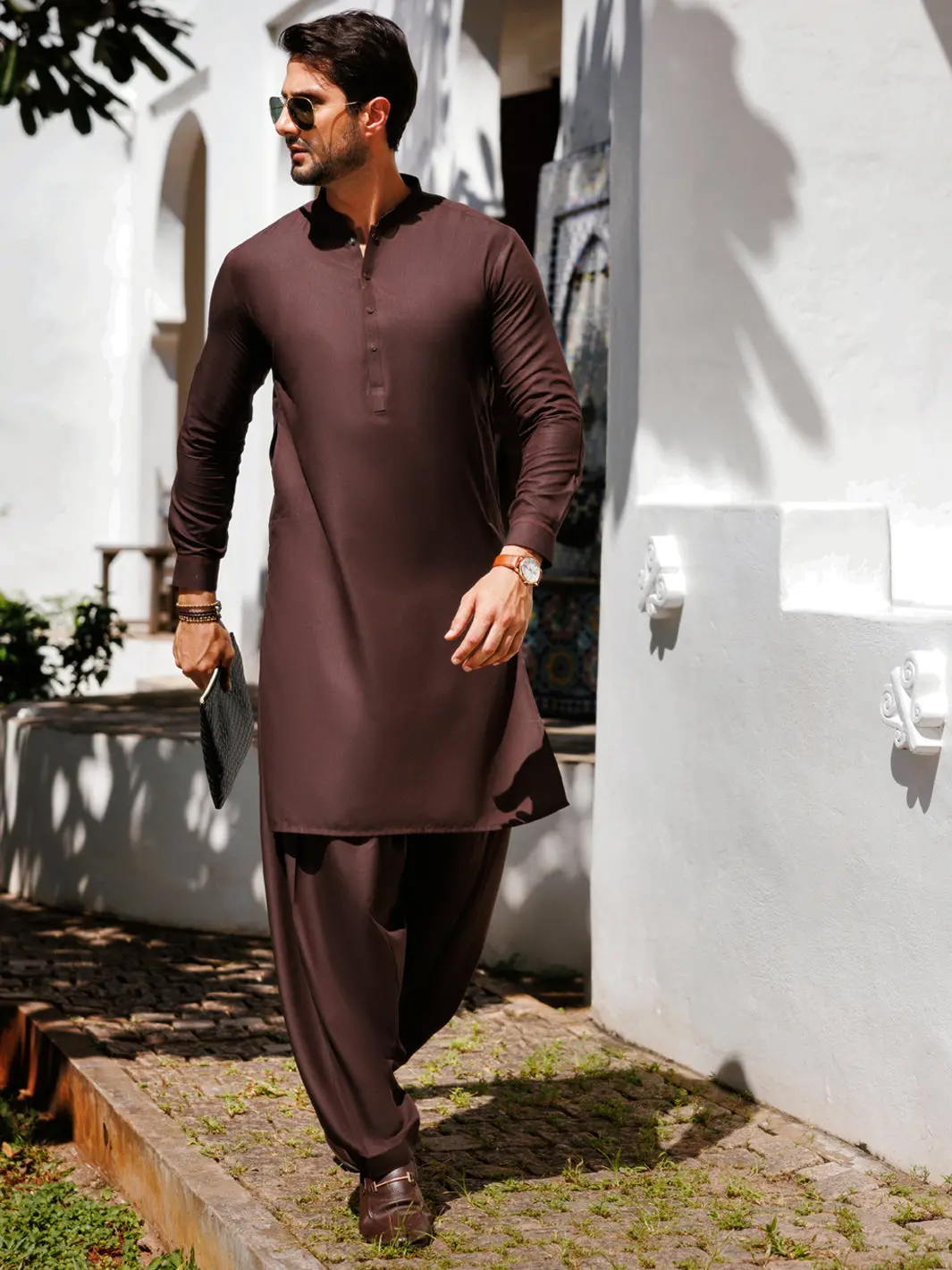 Brown Blended Kameez Shalwar - Al-Ks-3143 1