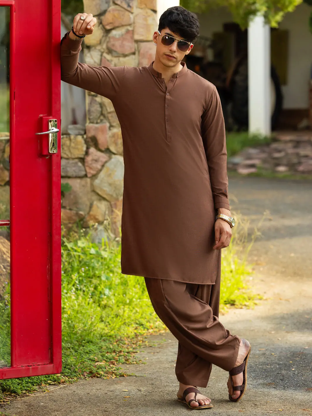 Brown Blended Kameez Shalwar - Al-Ks-3150A 1