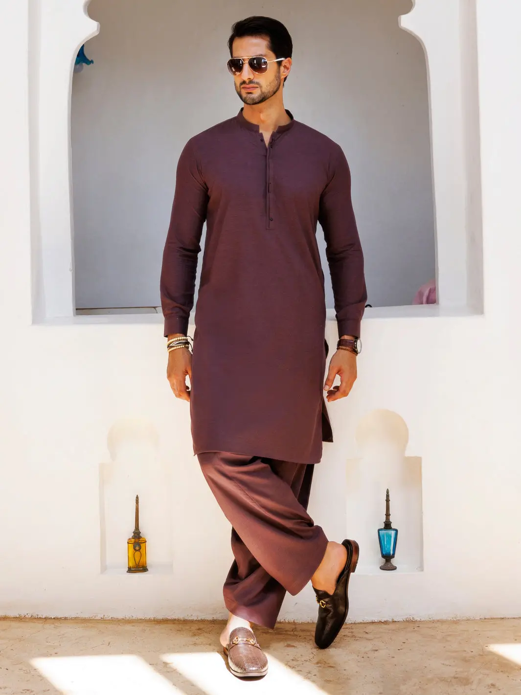 Purple Blended Kameez Shalwar - Al-Ks-3152 1