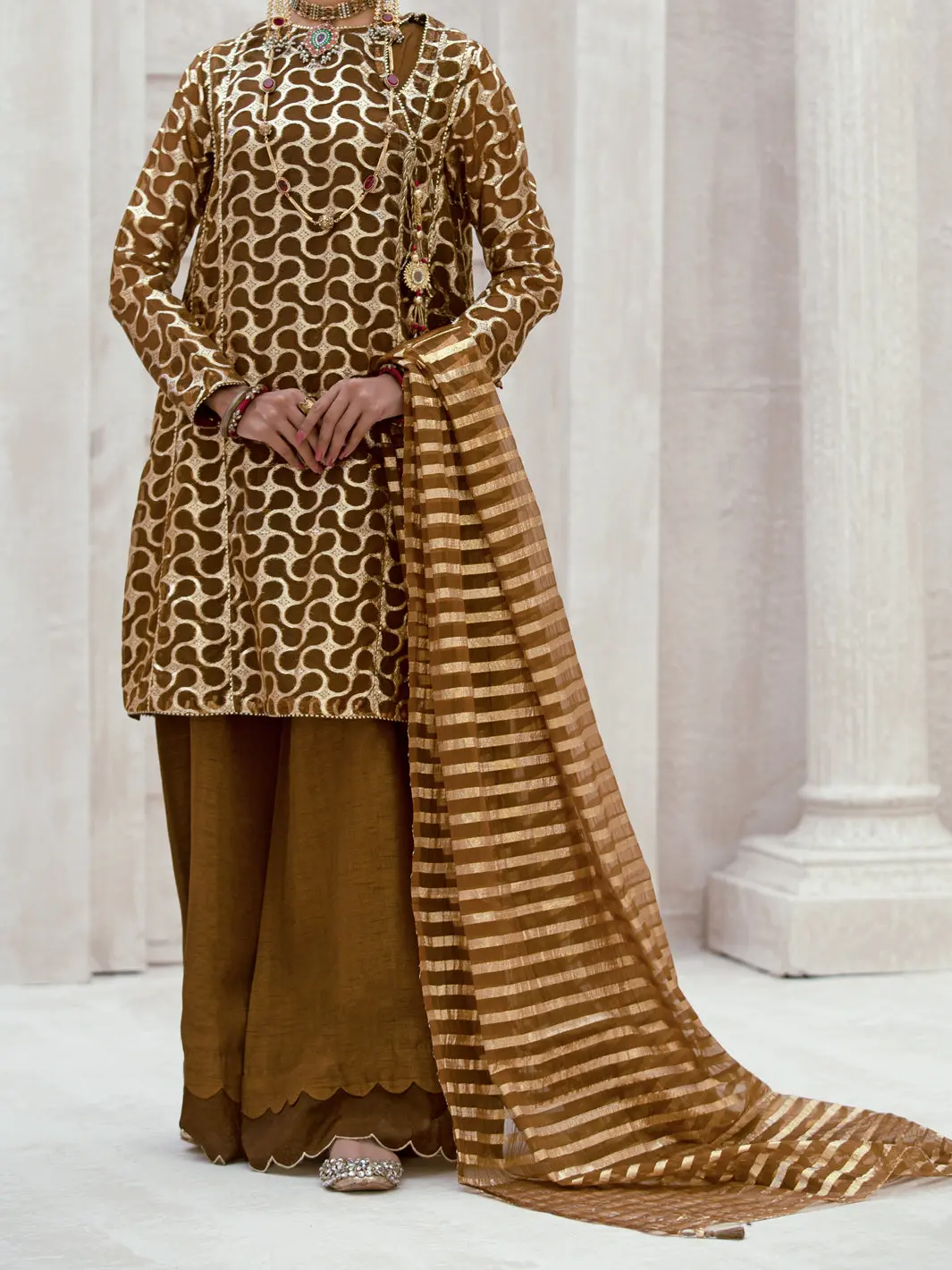Brown Organza 3 Piece Formal Stitched - Al-3Ps-Ls-316 1