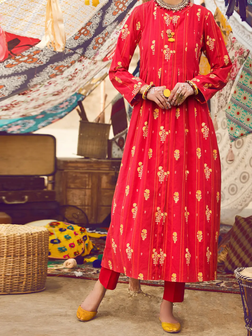 Red Yarn Dyed Tunic - Awp-Lk-317A 1
