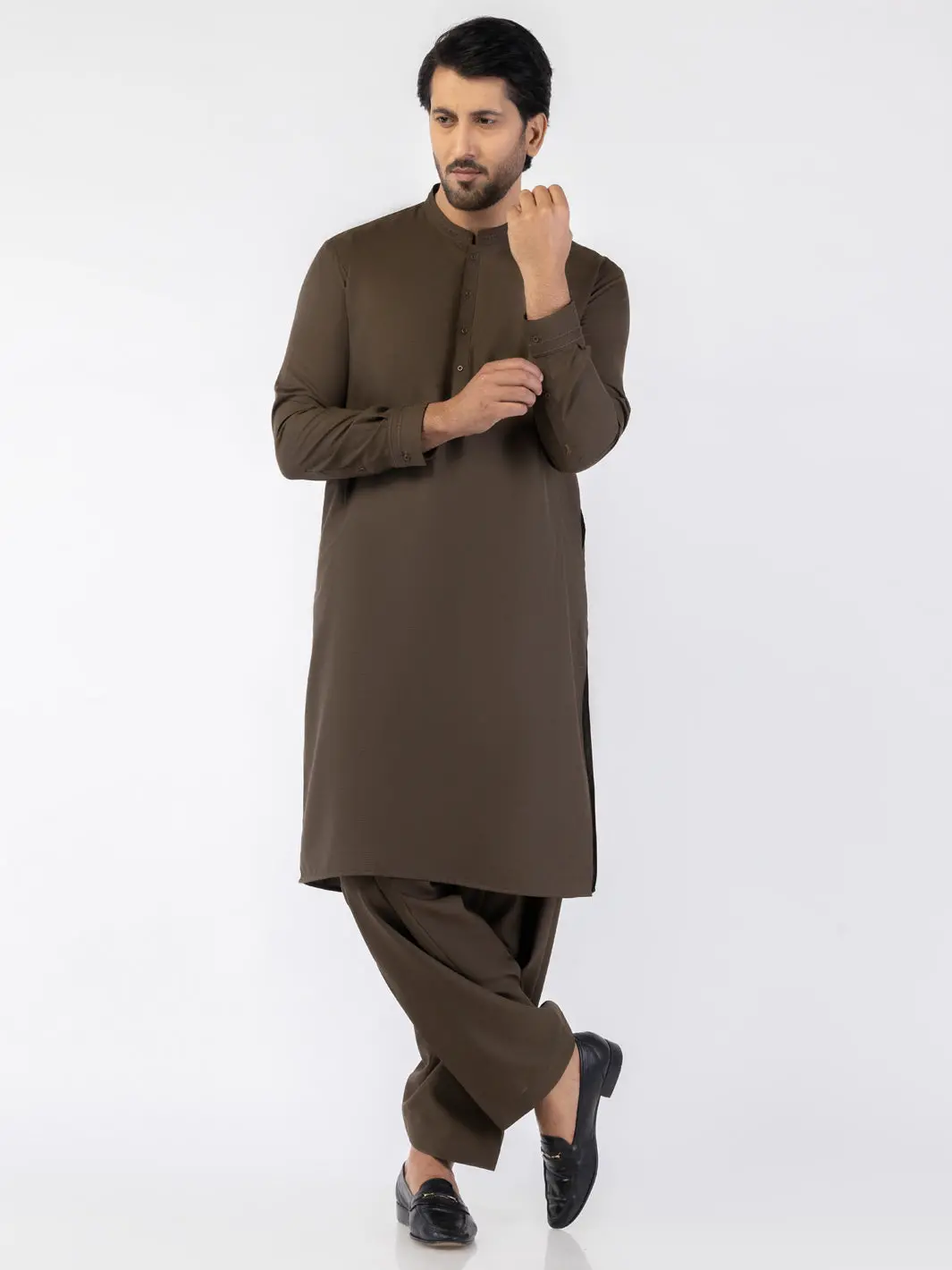Brown Blended Kameez Shalwar - Al-Ks-3188 1