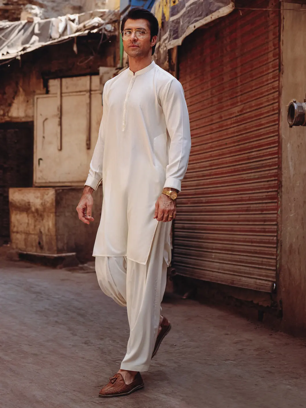 Off White Blended Kameez Shalwar - Al-Ks-3212B 1