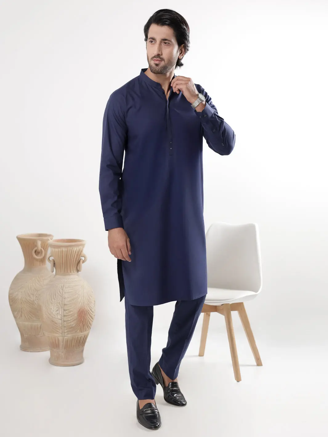 Navy Blue Cotton Kurta Trousers - Al-Kt-3222 1