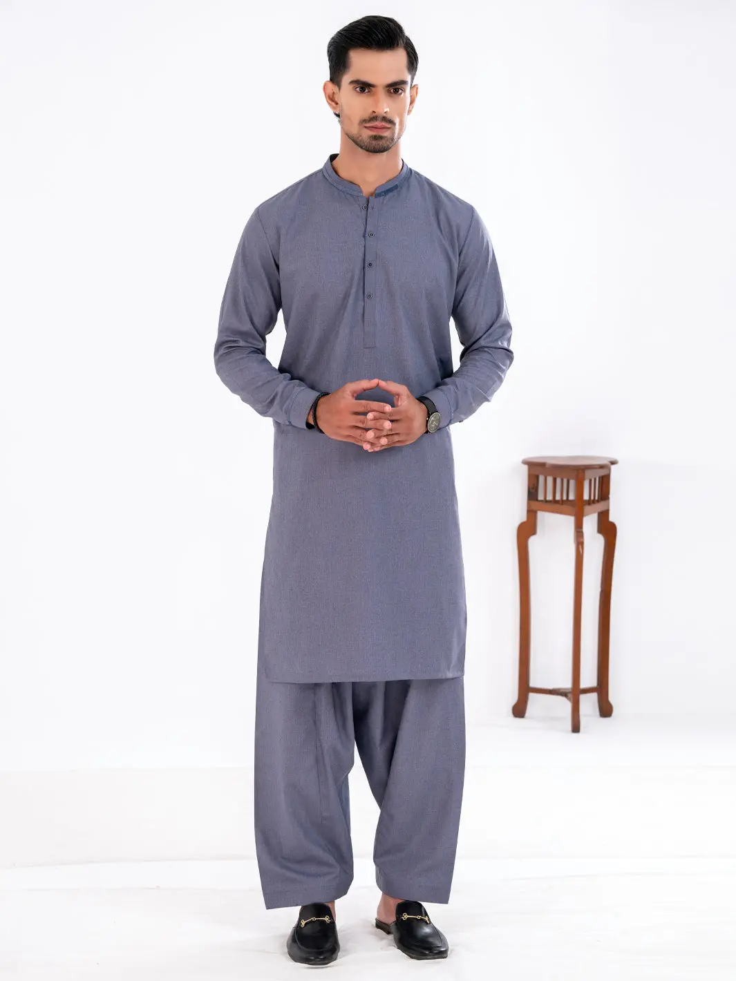 Blue Blended Kameez Shalwar - Al-Ks-3227 1