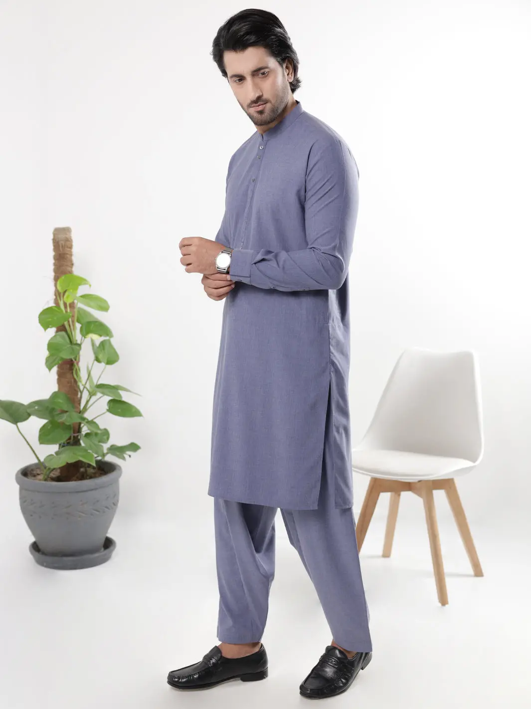 Blue Blended Kameez Shalwar - Al-Ks-3230 1