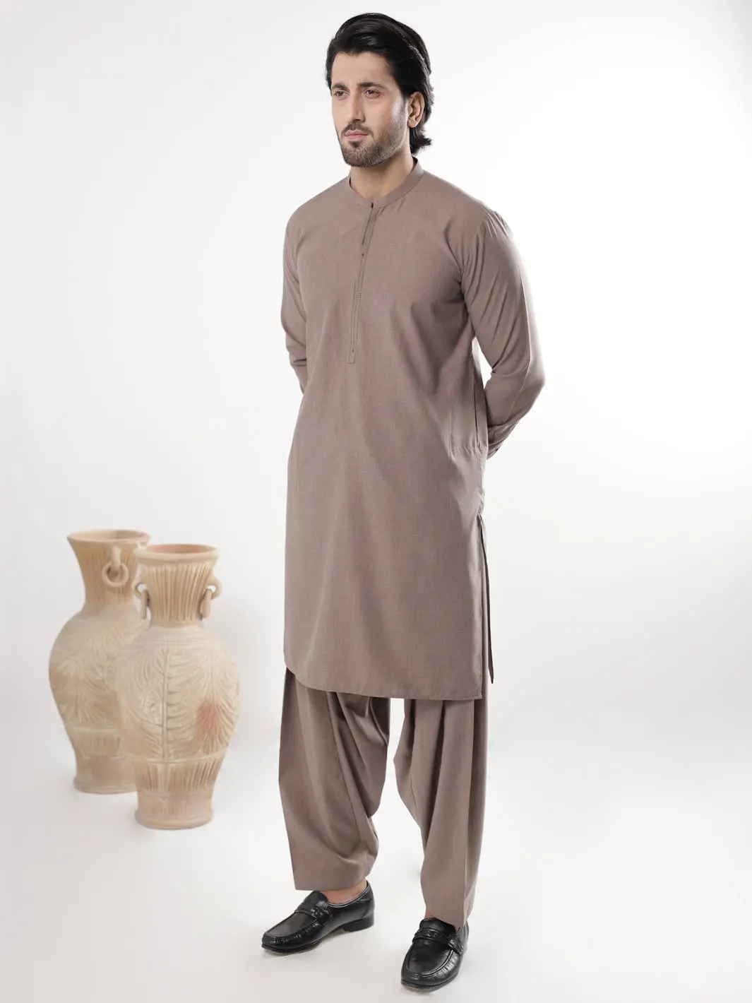 Brown Blended Kameez Shalwar - Al-Ks-3231 1