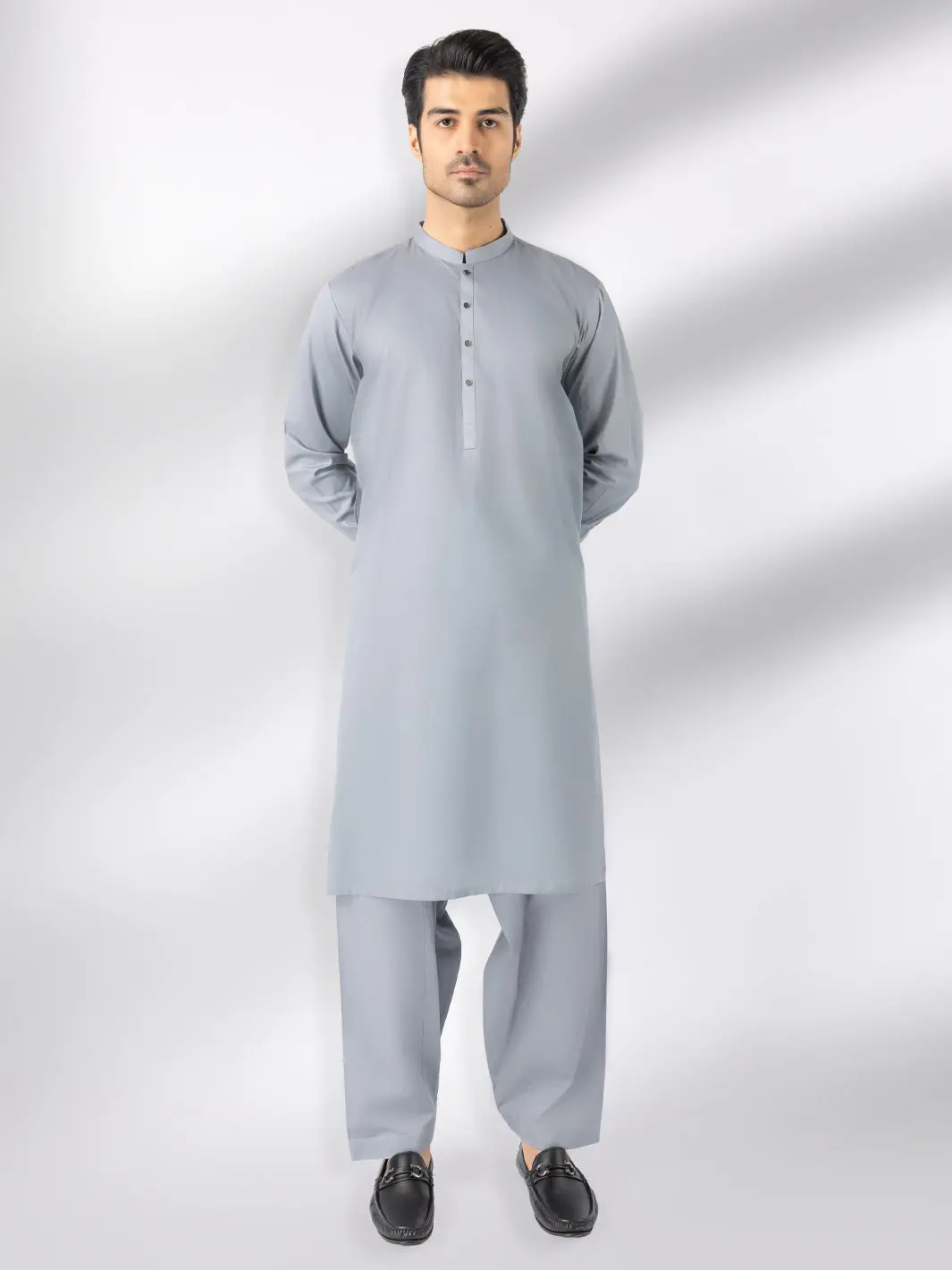 Light Grey Cotton Kameez Shalwar - Al-Ks-3242B 1