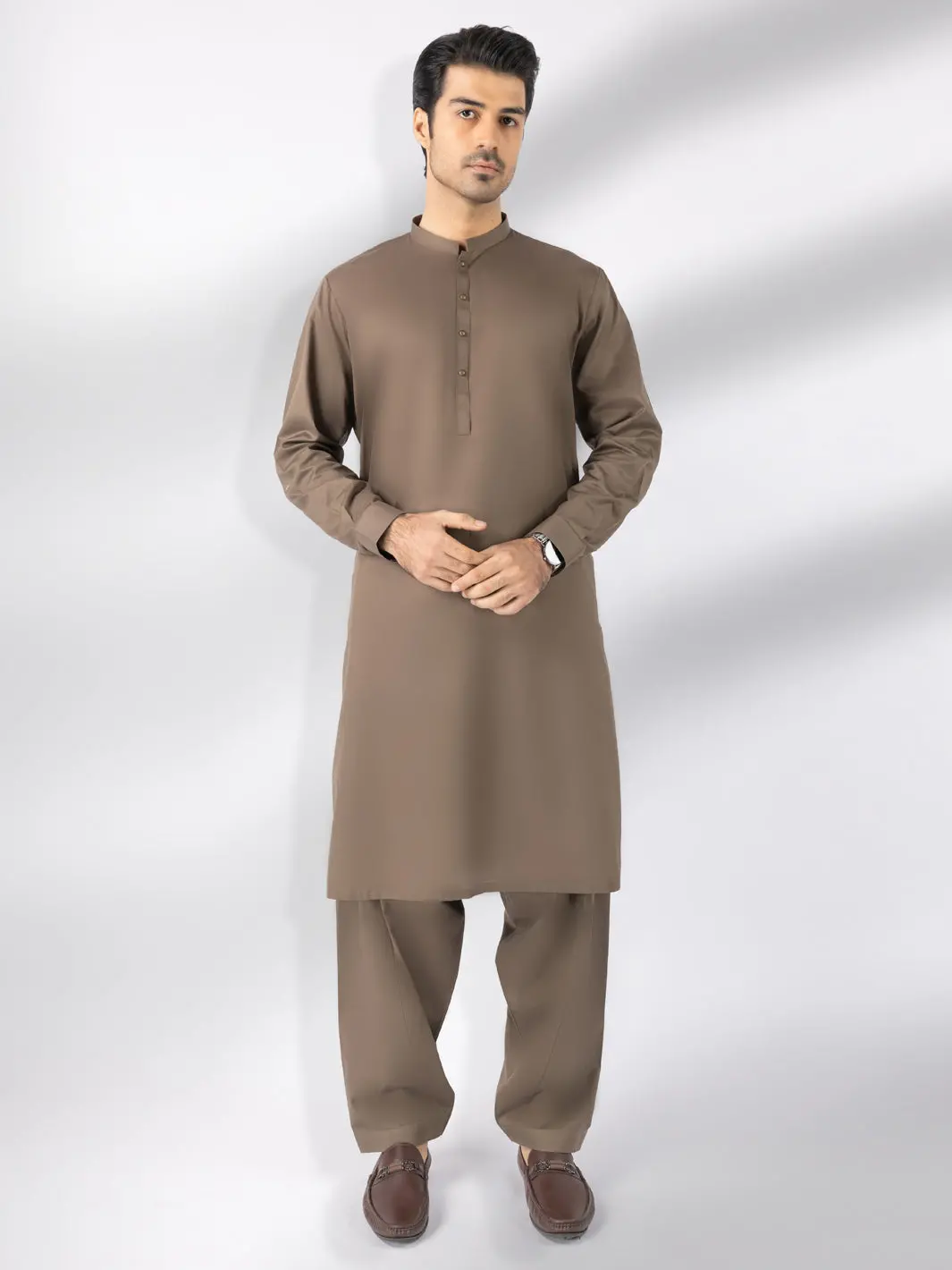 Olive Green Cotton Kameez Shalwar - Al-Ks-3242E 1