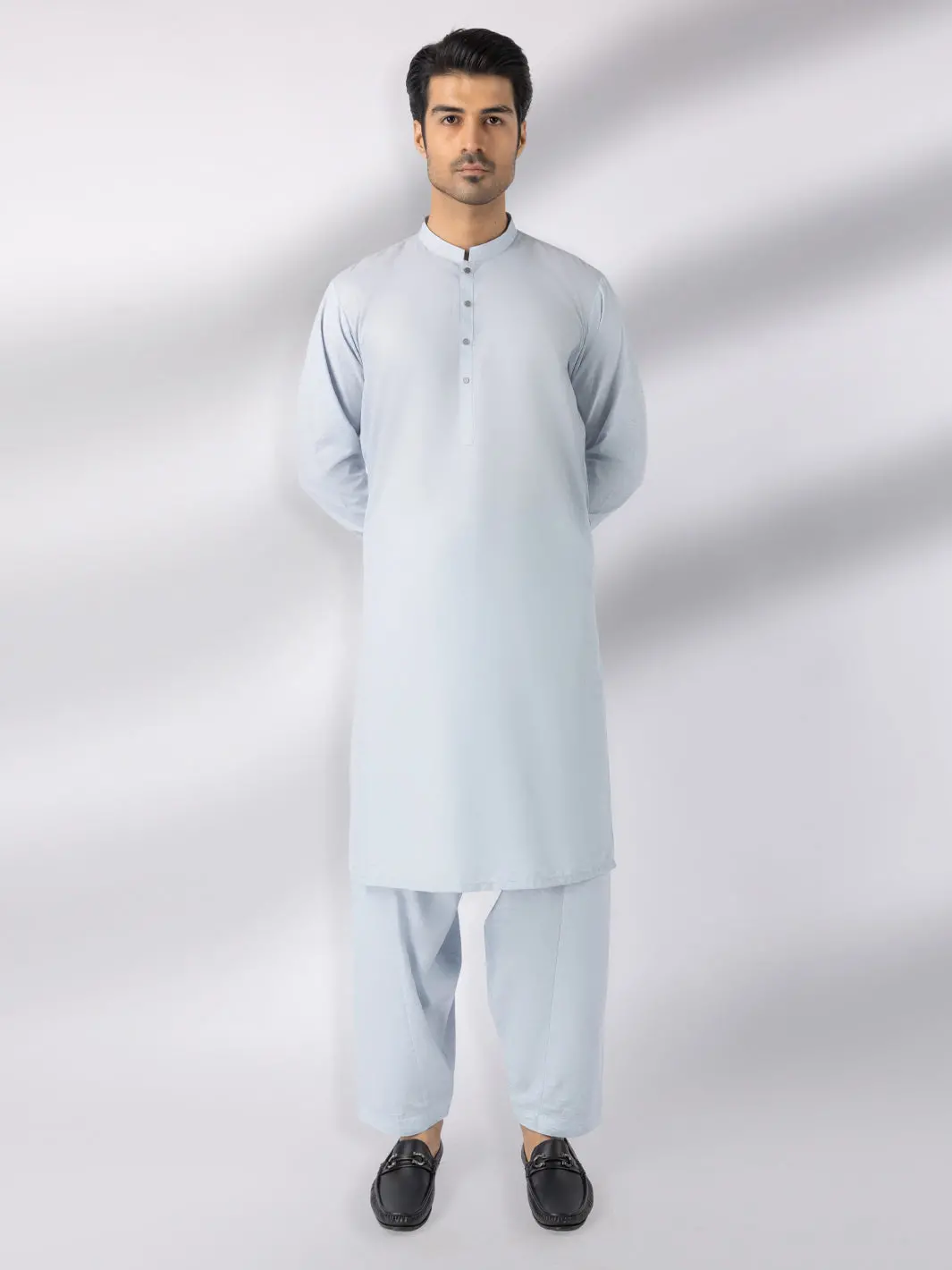 Sky Blue Blended Kameez Shalwar - Al-Ks-3244A 1
