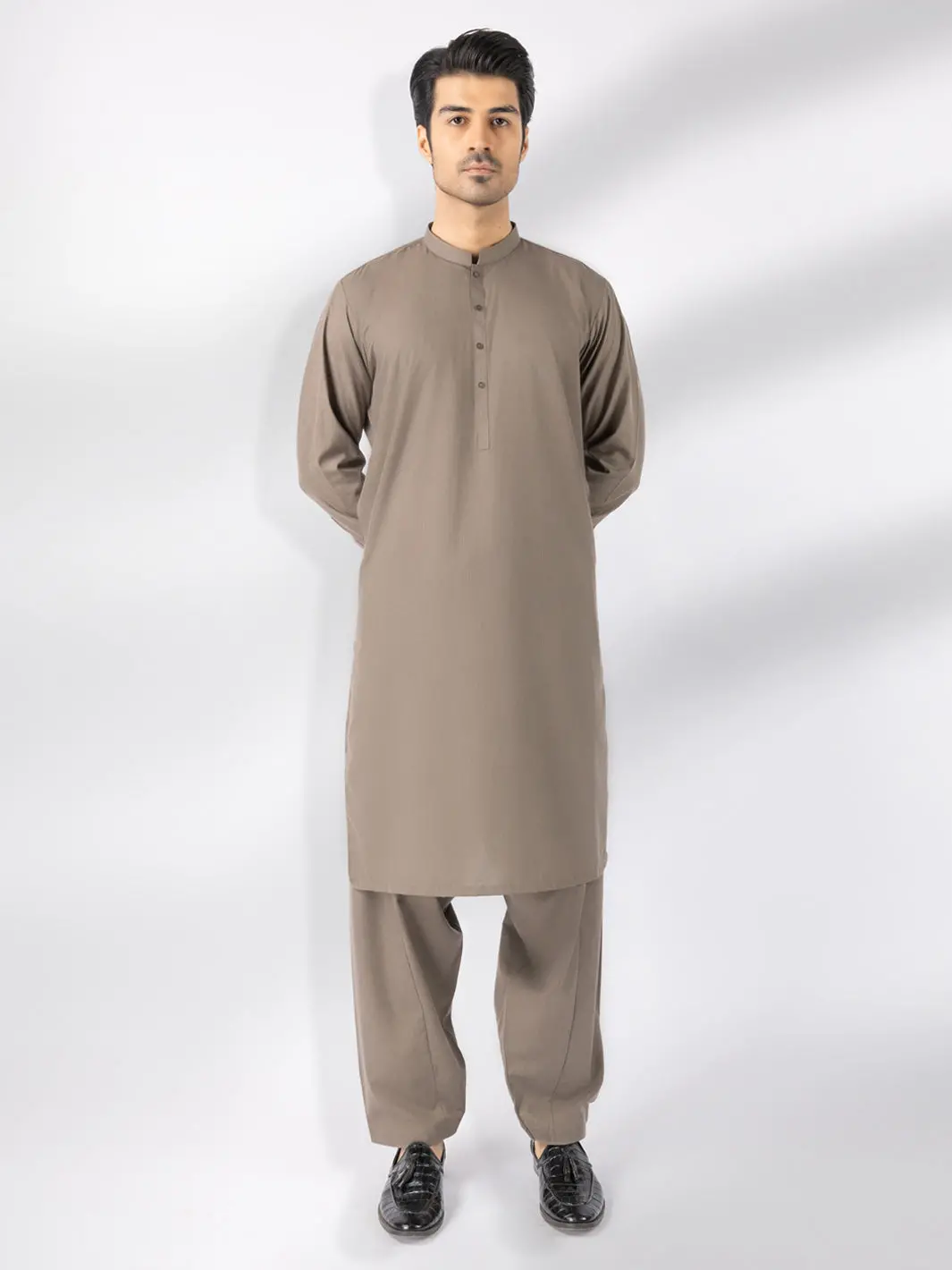 Brown Blended Kameez Shalwar - Al-Ks-3244C 1