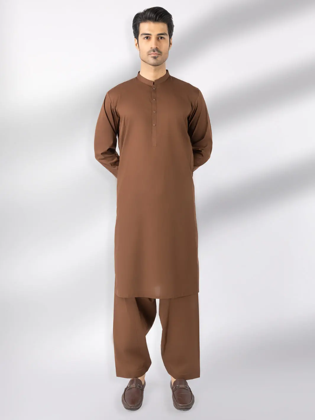 Brown Cotton Kameez Shalwar - Al-Ks-3245A 1