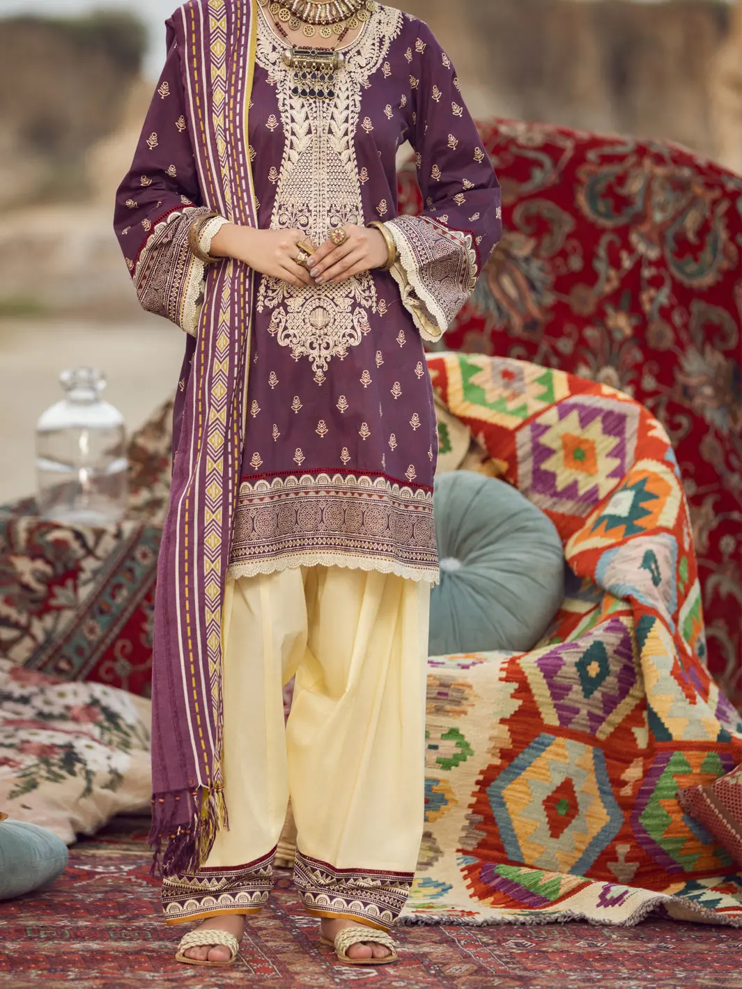 Purple Cambric 3Pc Unstitched - Awp-3Ps-330 1