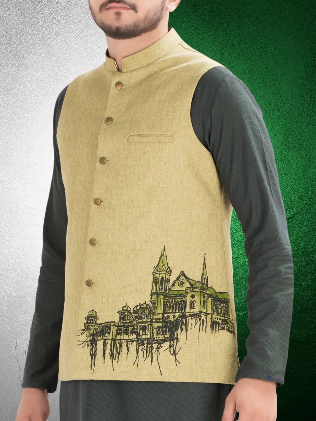 Green Blended Waistcoat - Al-Wc-333 1