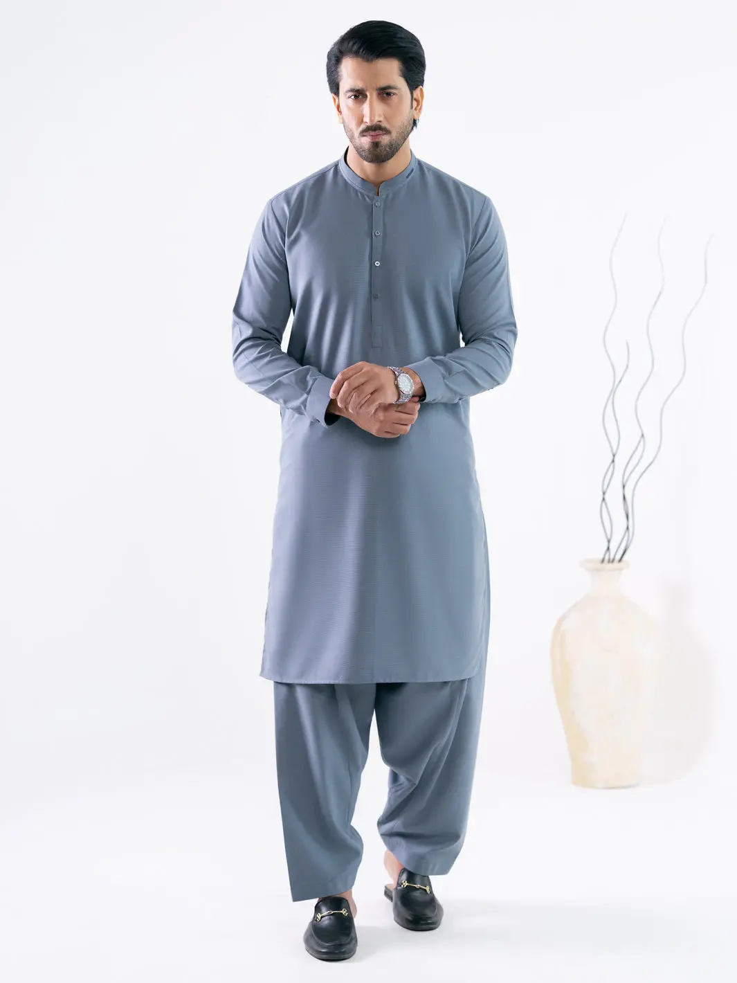 Grey Cut & Sew Kameez Shalwar - Al-Ks-3347 1
