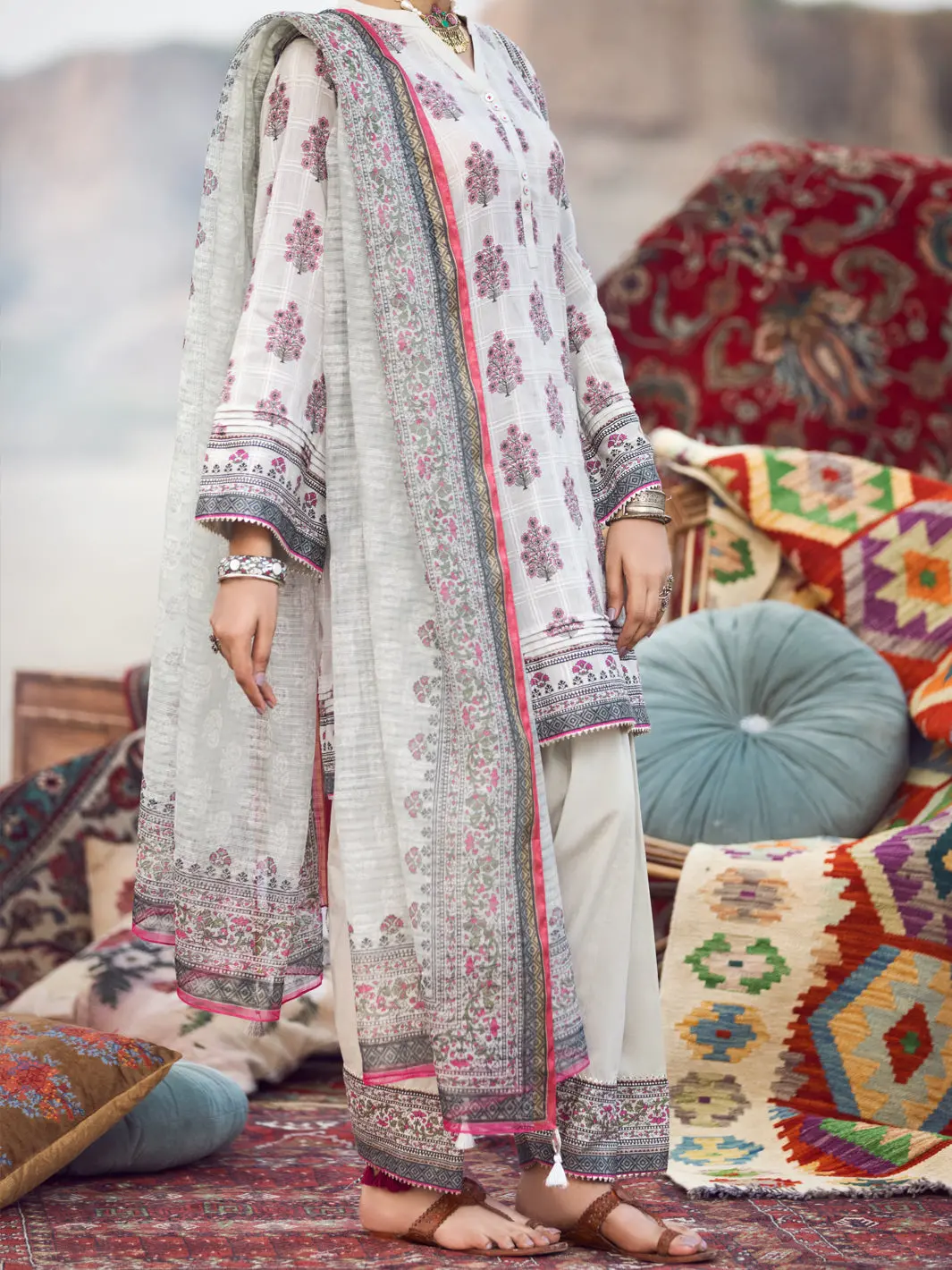 Light Grey Jacquard 3Pc Unstitched - Awp-3Ps-336 1