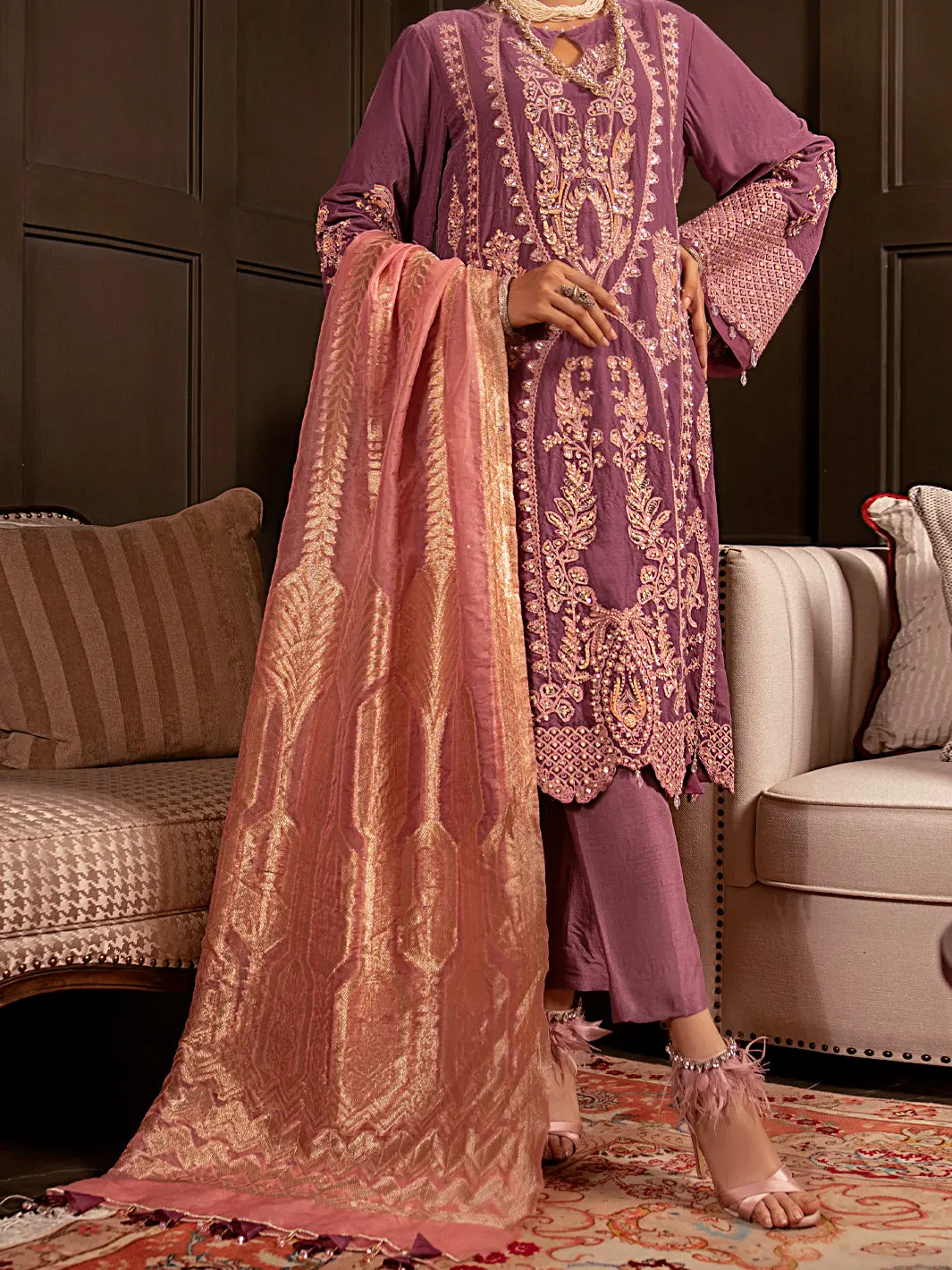 Light Purple Velvet 3Pc Formal Stitched - Al-3Ps-Ls-343 1