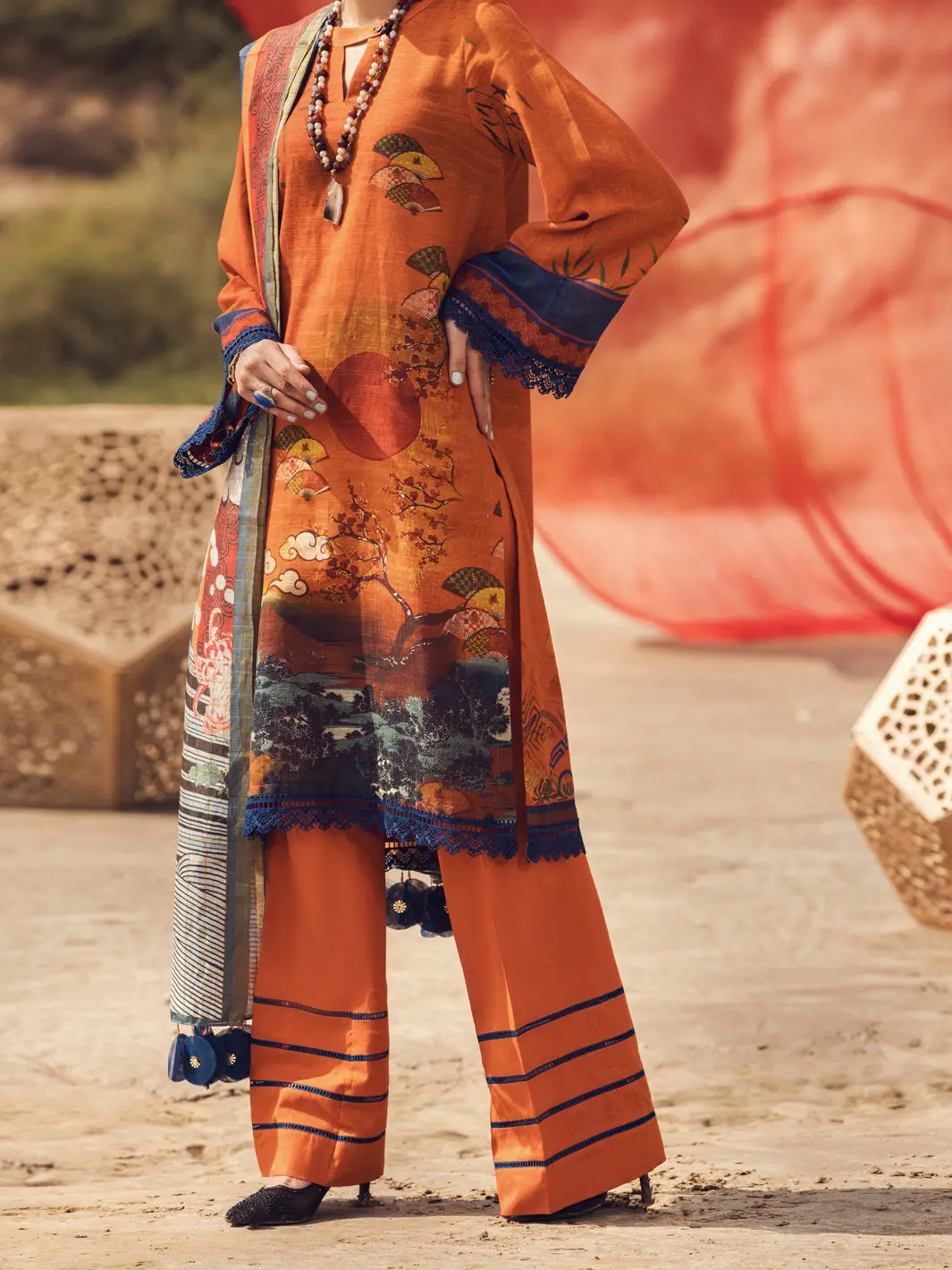 Orange Khaddar 3Pc Stitched - Awp-3Ps-343 1