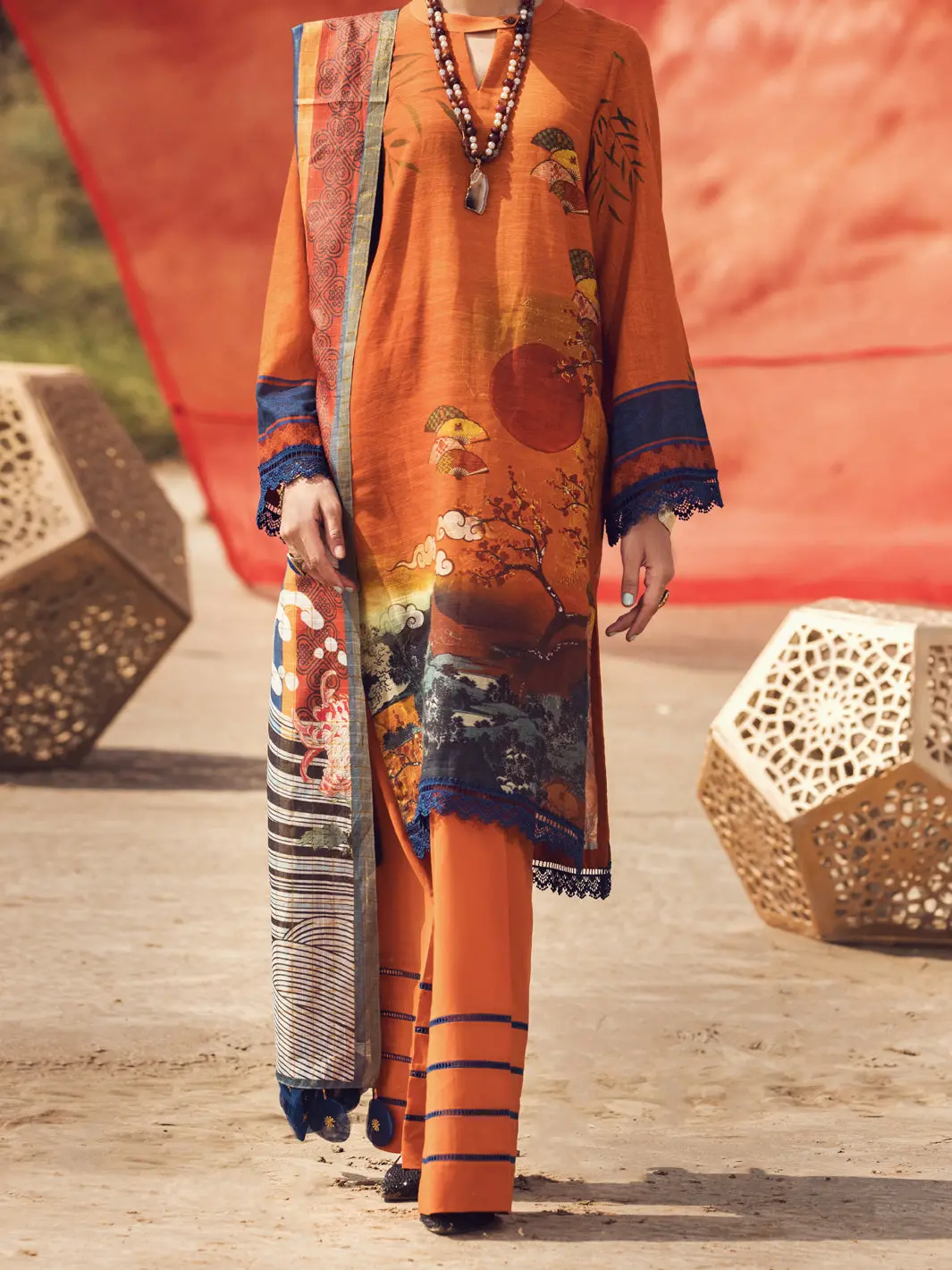 Orange Khaddar 3Pc Unstitched - Awp-3Ps-343 1