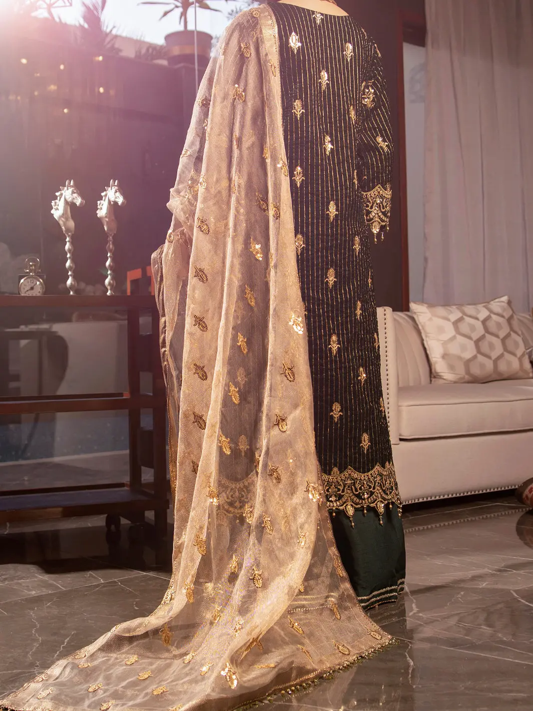 Green Velvet 3Pc Formal Stitched - Al-3Ps-Ls-344 3