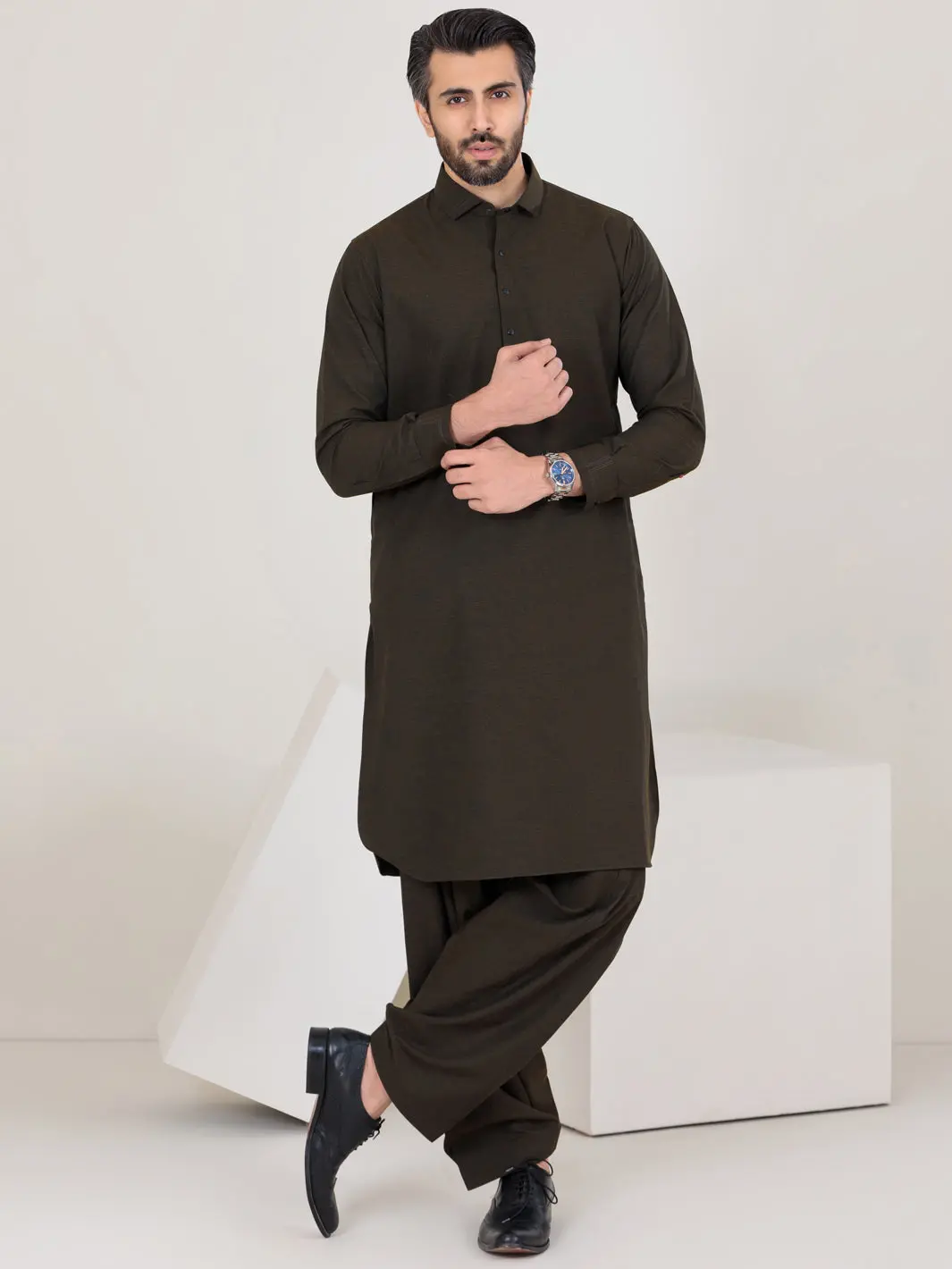 Green Blended Kameez Shalwar - Alwa-Ks-357 1