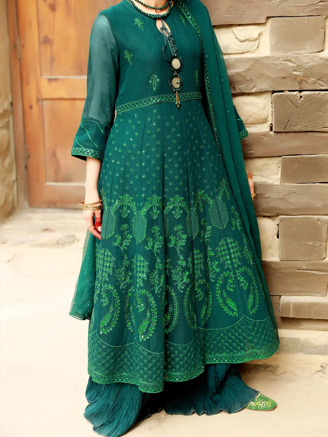 Green 3Pc Formal Unstitched - Al-3Ps-Ls-Un-369 1