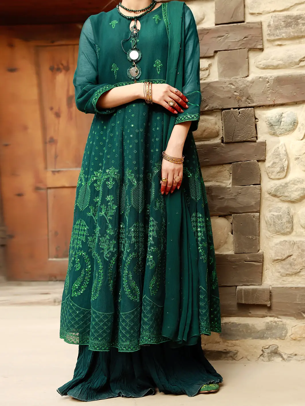 Green Khaddi 3Pc Formal Stitched - Al-3Ps-Ls-369 1
