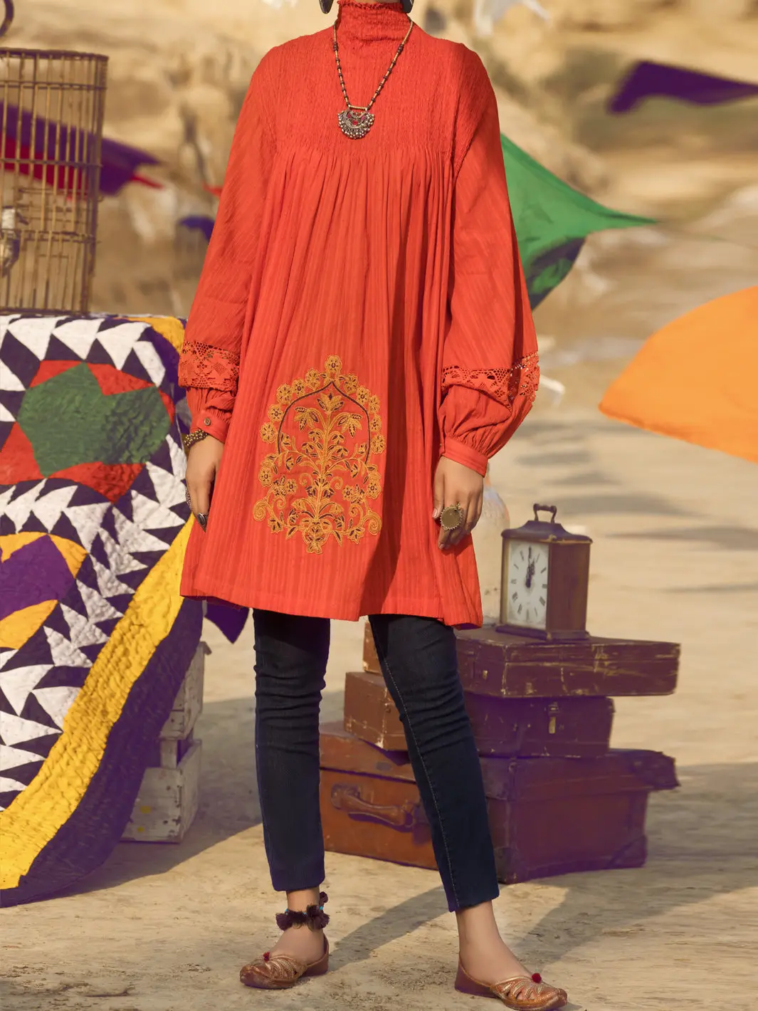 Orange Dobby Tunic - Awp-Lk-376 1